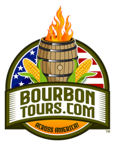 The BourbonTours.com Logo features the core components of what makes bourbon: Charred Oak Barrel, Corn, American Made!